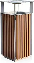 Outdoor Trash Can Square Garbage Can, Metal Outdoor Recycling Bin with Top Ashtray and Removable Inner Bin, Large Commercial Garbage Bin Waste Container Outside Garbage can