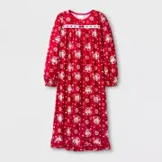 Girls' Christmas Elf on the Shelf Peppermint Red Long-Sleeve Nightgown, Size 4