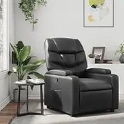 Recliner Chair Reading Lounge Black Comfy Faux Leather Reclining Furniture for Living Room & Bedroom Spaces, Enjoying Lazy Gaming Chair, 188 Characters