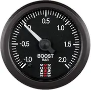 Stack ST3311 Black 52mm -1 to +2 Bar Universal T-Fitting Professional Stepper Motor Boost Pressure Gauge