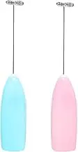 2Pcs Milk Frother Handheld Milk Foamer Electric Mini Drink Mixer,Electric Milk Frother Handheld with Stand,Milk Foam Frother Mini Blender Mixer, Handheld Milk Frother,Powerful Milk Foam Frother