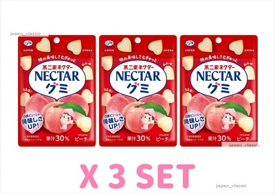 FUJIYA NECTAR GUMMY JUICY JAPANESE WHITE PEACH FLAVOR 48g X 3 SET