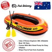 3-Person Explorer 300 Boat W/ Oars | Intex | Inflatable Boat Floor and Seats NEW