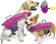 Inflatable Dog Life Jackets,Dogs Life Vest Safety Dogs Lifejacket Adjustable Dog Swimsuit with High Visibility Ripstop Pet Life Preserver with High Flotation Lifesaver (Rose, M)