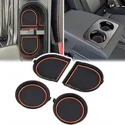 Auovo 3D Cup Holder Insert Coasters Compatible with Subaru Crosstrek Impreza Accessories 2018-2023 Silicone Cup Mat Pad Liners Replacement Interior Decoration (Orange Trim, 4-pc Set)