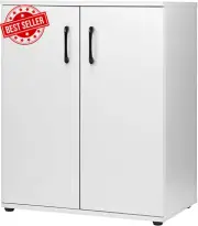 Tall Freestanding Storage Cabinet 3-Shelf Cupboard for Bathroom Kitchen Bedroom