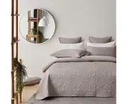 GIOIA CASA Lisbon Quilted 3 Pieces Embossed Coverlet Set - BEIGE