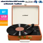 mbeat Aria Retro USB Turntable w/ Bluetooth - Tan/Black