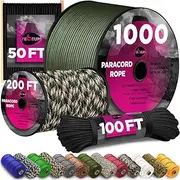 TECEUM Paracord Type IV 750 lb Black 016 – 100 ft – 4mm – 100% Nylon Strong Tactical MIL–SPEC Parachute Cord – Survival Rope Emergency para Cord 11 Strands Core EDC Camping Hiking Military Gear 016a