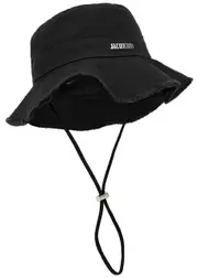 Jacquemus Le Bob Artichaut Canvas Bucket Hat, Bucket Hat, Black 60
