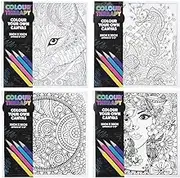 Colour Your Own Pre-Drawn Stretched Kids Children Canvas to Paint 30cm x 30cm (12” x 12”) Randomly Selected