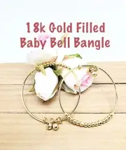 Baby To Toddler Bell & Bead Bangle /Or And Anklet, 18k Yellow Gold Filled, NEW