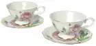 Set of Two Light Purple Flower Super White Fine China Tea Cup & Saucers 200ml
