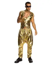 Rapper Gold Parachute Pants for Adults