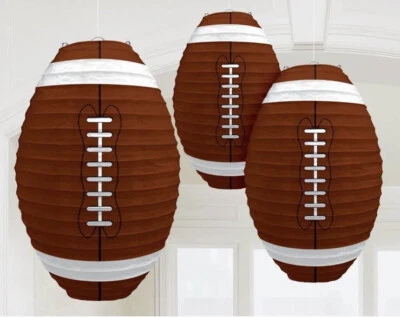 FOOTBALL PAPER LANTERNS (3) ~ Sports Birthday Party Supplies Decorations NFL E34
