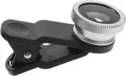 HONMEET Smartphone Camera Lens Kit Super Wide Angle Macro Fisheye Clip Lens Easy Installation Silver Finish
