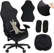 JUMXSRLE Gaming Chair Covers, Polyester Computer Chair Cover, Stretchable Washable Stylish Slipcovers for Leather Computer Reclining Racing Ruffled Gamer Chair Protector