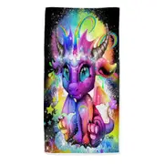 Cute Fantasy Creature Rainbow Lil Dragon Microfiber Beach Towel
