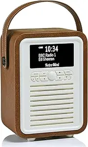 VQ Retro Mini DAB+ Digital Radio with FM, Bluetooth & Alarm Clock, Brown, (VQ-Mini-BR/AUS)