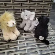 Gund Plush Zip Alongs 3-Pc Jungle Sounds Pull String Toy 6" Lion Elephant Jaguar