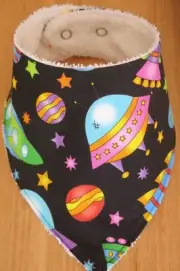 Handmade bandana bib- Rockets and spaceships