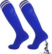 [Generic] Football Athletic Socks - Striped Soccer Socks Running Sports Socks - Non-Slip Long Tube Over The Knee Socks Striped Soccer Socks Compression