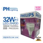 (2入) PHILIPS飛利浦 MASTERLED PAR30 32W 30度 3000K 黃光 220V E27 燈泡_PH520395