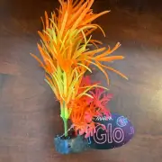 Glow under Blue LED Light Aquarium Plant Decor 7.5" orange yellow pink