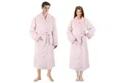 LINENOVA Unisex Luxury Flannel Fleece Soft Bath Robe Light Pink