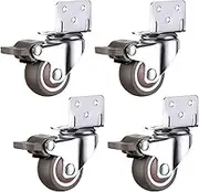 Wheels Swivel Castor Wheel with L Type Bracket,Rubber Caster Wheels,Ball Bearing,for Narrow Install Place of Furniture,for Flower Stands,Cribs,Trolley,with Screws,4 Pack (38mm/1.5in,4*Brake) (Color :