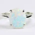 CREATED WHITE OPAL Sterling Silver Ladies Ring - Handmade • SR055