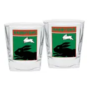 South Sydney Rabbitohs NRL logo Design Spirit Glasses * 2 per set
