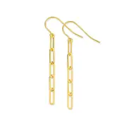 9ct Gold Mini Paperclip Drop Hook Earrings