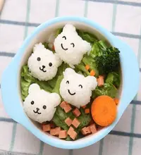 在飛比找松果購物優惠-MINI熊飯糰模具卡通小熊DIY壽司便當(送2個表情海苔壓)