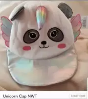 Girls Panda Unicorn Hat Baseball Caps White W/Silver Accent, Kids, Cute New