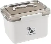 1Set Portable Dual Layer Medicine Box Household First Aid Storage Case Handheld Medicine Organizer with Lid Moisture Emergency Medication Container for Home and Travel Use