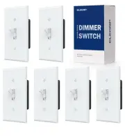 6 Pack ELEGRP Digital Toggle Dimmer Switch for Dimmable LED, CFL Light