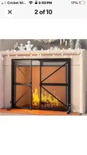 Fireplace Screen with Doors, 2-Pannel Handcrafted Solid Wrought 35"L x 28"H