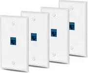 4 Packs cat6 Ethernet Wall Plate Outlet 1 Port RJ45 Network Female to Female Keystone Wall Coupler Jack Plate - Blue