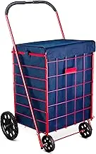 Shopping Cart Liner - 18" X 15" X 24" - Square Bottom Fits Snugly Into a Standard Shopping Cart. Cover and Adjustable Straps for Easy and Secure Attachment. Made from Waterproof Material. Navy Blue