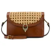 Patricia Nash Bella Leather Crossbody Bag Purse - Tan/Wicker