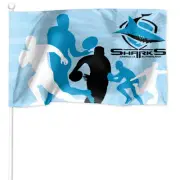 Licensed NRL Cronulla Sharks KIDS Pole Game Day Flag Banner Birthday Gift