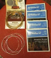 4 + 1 Open D'Addario EJ16 Phosphor Bronze Light Acoustic Guitar Strings 12-53