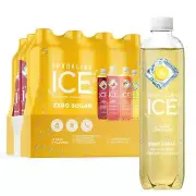 (12 Pack) Sparkling Ice Lemonade Variety Sparkling Water with Vitamins, 17 Fl Oz