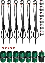 Lily's Home Above Ground Sprinkler System. DIY Irrigation System for Raised Garden Bed, Grass, Shrubs, Flowers, Vegetables. 6 Micro Sprinklers Set Connecting Directly to Your Garden Hose