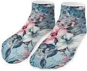 [QMNVBDS] Romantic Natural Flowers Socks Ankle Length Socks Casual Short Socks for Women Men Low Cut Sports Socks Running Socks No Show Socks Ankle Socks Athletic Socks Workout Socks, Style, One Size