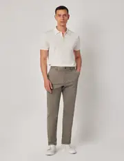 Hawes & Curtis Dusty Olive Garment Dyed Cotton Stretch Slim Fit Chinos Size: 38-33"