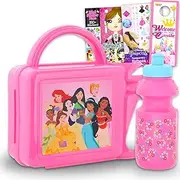 Disney Princess Lunch Box for Girls - Bundle with Disney Princess Lunch Box with Disney Princess Water Bottle Plus Stickers, Tattoos, More | Disney Princess Lunch Box Containers Set
