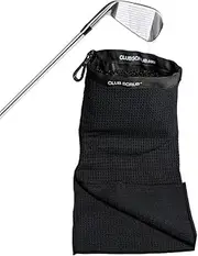 Golf Club and Ball Cleaning Towel Pro, Waffle-Weave Microfiber, Black