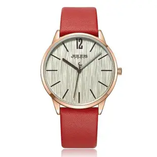 JULIUS 聚利時 秋日暖陽直紋錶面皮錶帶腕錶-(五色/36mm)